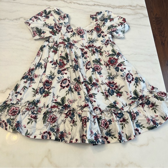 Janie And Jack Dress Floral Small White Short Sleeve Ruffle Garden Party - Picture 1 of 9